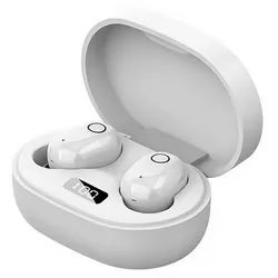 KINSI Drahtlose Bluetooth-Kopfhörer, Stereo-Kopfhörer, In-Ear-Kopfhörer Funk-Kopfhörer (LED-Display, Mini-Smart-Touch-Kopfhörer mit Ladestation) weiß