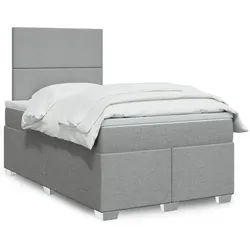 vidaXL Boxspringbett, Boxspringbett mit Matratze Hellgrau 120x190 cm Stoff