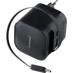 INTENSO 7806520 - USB-Ladegerät, 65 W, 1x USB-A, 1x USB-C Buchse + Kabel, schwarz