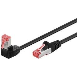 Goobay CAT 6 Patchkabel 1x 90° gewinkelt, S/FTP (PiMF), Schwarz