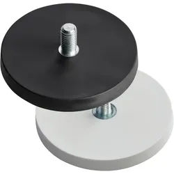 3 Gummierte Magnete mit Gewinde weiß | 88 mm | M8x15 mm, Neodym|Gummi|Stahl