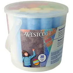 WESTCOTT Maltuch Straßenkreide E-744981 00 sortiert 20 Stück blau|gelb|grün|lila|rot