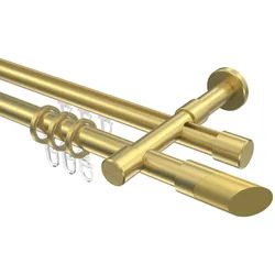 GARDINENSTANGE RUNDROHR-INNENLAUF Prestige Verano 180 cm, 2-läufig, 20 mm Ø Messing-Optik