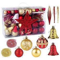 Homewit Weihnachtsbaumkugel 100-teiliges Weihnachtskugel-Set, Christbaumschmuck