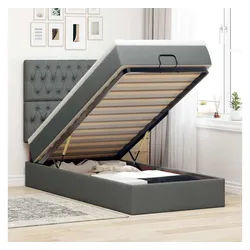 vidaXL Bett, Ottoman-Bett mit Matratze Dunkelgrau 90x190 cm Stoff