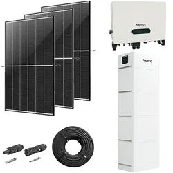 Photovoltaik-Paket 10 kWp mit AXITEC Wechselrichter 10 kW + Stromspeicher 13,5 kWh, 24 Solarmodulen Glas-Glas black frame (* 0% MwSt. gem. §12 Abs. 3 UstG)
