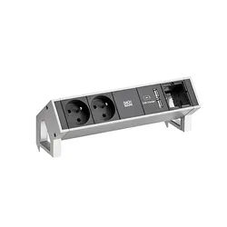 BACHMANN DESK2 2xUTE 35° 1xUSB Charger 1xCM Strom 0,2m GST18 Inox