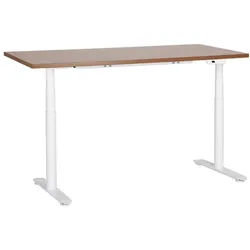 Beliani Schreibtisch braunweiß 160/72 cm elektrisch höhenverstellbar Destin Iv , Dunkelbraun, Weiß , Holz , 160x67x72 cm , Büromöbel, Schreibtische, Schreibtische