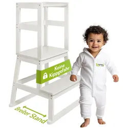 BOMI Stehhilfe Montessori Lernturm Swubi (sicherer Tritthocker, Lernturm für Kinder, 1 St), Lern Tower für die Küche weiß