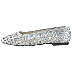 Next Forever Comfort® Schuhe aus geflochtenem Leder Ballerina (1-tlg) silberfarben 39 EU