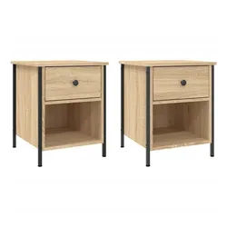 vidaXL Nachttisch NA Nachttische2er Set Sonoma Eiche 40x42x50 cm Holz Nachtschrank bunt