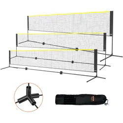 VEVOR Badmintonnetz, Höhenverstellbares Volleyballnetz, 510 x 155 x 103 cm Faltbares Pickleballnetz, Tragbares, Einfach Aufzubauendes Tennisnetz-Set mit Stangen, Ständer & Tragetasche