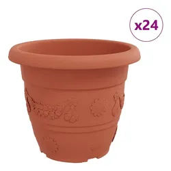 vidaXL Blumentopf Runder Blumentopf 24 pcs Ziegelrot Ø 34 x 28 cm Kunststoff (24 St) rot