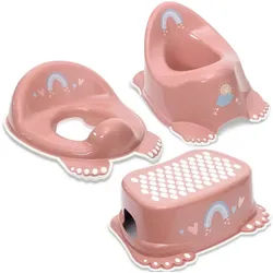 Babykajo Töpfchen, (Set, 3-tlg), Baby Topf, Toilettentrainer, Hocker - TÜV Rheinland geprüft! rot