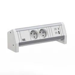 BACHMANN DESK 2xCEE7/3 1xUSB A/C 22W GST18 RAL9010