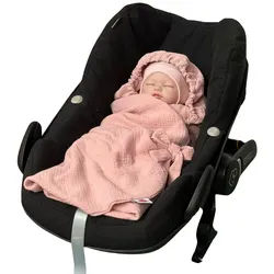 Einschlagdecke Baby Musselin Sommer Einschlagdecke für Babyschale, Babymajawelt, Milbenschutz, Komfort, 100% reiner Musselin, Pflegeleicht rosa