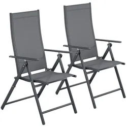 TLGREEN Klappstuhl 2-er Set Gartenstuhl,Klappbarer aus Texteline-Gewebe, (7-Fach Verstellbare Rückenlehne,Bis 120kg Belastbar, 2 St), für Garten, Terrasse, Balkon und Camping grau