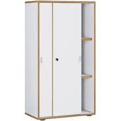 P & B Aktenschrank , Weiß, Honigeiche , Holzwerkstoff , 2 Fächer , 60x110x37 cm , abschließbar , Büromöbel, Büroschränke, Aktenschränke