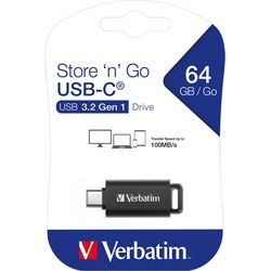 Verbatim USB 3.2 Stick 64GB, Retractable Typ-C, (R) 100MB/s, (W) 20MB/s, Retail-Blister