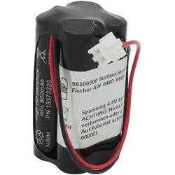 Notleuchtenakku NiMH 4,8V 800mAh F2x2 Micro AAA mit 100mm Kabel und Stecker ersetzt Fischer AW-0480-0080-AAA-NM01
