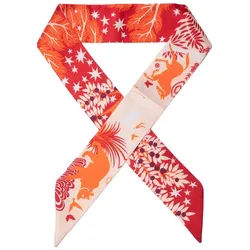 MayTree Seidentuch Bandeau schmal beidseitig, Garten Eden 5 x 88 cm, (Stück), 100% Polyester rot