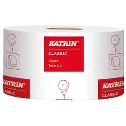 KATRIN Classic Gigant S 2 Toilettenpapier ø19cm, aus Recyclingpapier, 2-lagig,10,0 x 12,5 cm, weiß, 1 Paket = 12 Rollen à 1600 Blatt