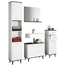 Badmöbel-Set 4-tlg. Landos ca. 124 cm Anthrazit/Weiß