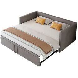 Polsterbett Ausziehbares Schlafsofa 90/180 * 200 cm, Grau, Samt , Textil , Mode , 180x200 cm , Schlafzimmer, Betten, Polsterbetten