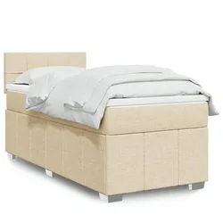 vidaXL Boxspringbett, Boxspringbett mit Matratze Creme 90x190 cm Stoff