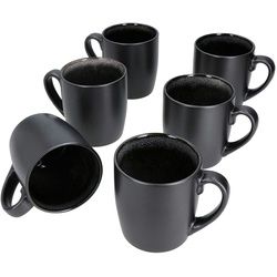 6er Set Kaffeebecher Zakynthos Reactive Glaze Grey Black - 24321864