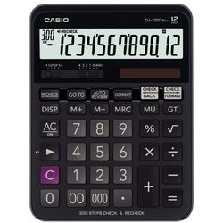 Casio Tischrechner DJ-120D Plus, 12-stellige LCD-Anzeige, Solar und Batterie, Batterie LR44 (1x) im Lieferumfang enthalten