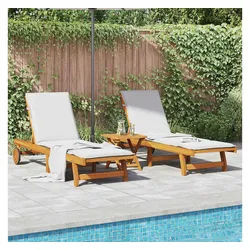 vidaXL Gartenliege, Sonnenliegen 2 Stk. mit Tisch Massivholz Akazie