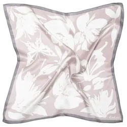 MayTree Seidentuch quadratisch Schmetterling und Sommerblüten 53x53, (Stück), 100% Maulbeerseide lila|rosa