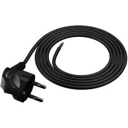 Anschlusskabel 1m mit Winkelstecker Uni-Schuko 250V 16A 3x1 mm2 OMY PP-50 Schwarz W-97164