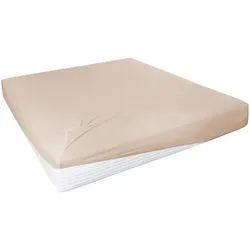 Spannleintuch , Beige , Textil , 150x200 cm , bügelleicht, bügelfrei, weich und anschmiegsam , Heimtextilien, Bettwäsche & Leintücher, Leintücher, Spannleintücher