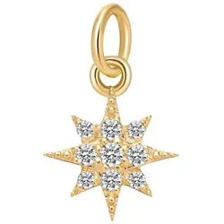 Dear Me Goldkette Anhänger mit Zirkonia, Schmuck 375 (9K) Echt Gold, Gold Anhänger Blume, Stern, Saturn, Halbmond für Damen goldfarben