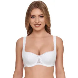 Dirndl-BH SUSA "Wiesn Zauber", Damen, Gr. 100, Cup F, weiß, Spitze, Obermaterial: 52% Baumwolle, 40% Polyamid, 8% Elasthan, unifarben, bequem, BHs Dirndl-BH, Soft-Cups, Spitze, mit Bügel, Stäbchen in der Seitennaht