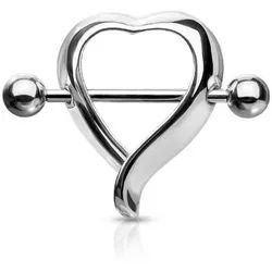 Order & Smile Schmuck Brustwarzenpiercing Brustwarzenpiercing „Herz“: Nippelpiercing Schild 316L silberfarben