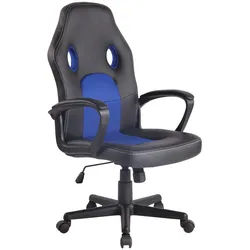 CLP Drehstuhl Lederlook schwarz/blau , Blau, Schwarz , Kunststoff , 61x106x59 cm , Büromöbel, Bürostühle, Drehstühle