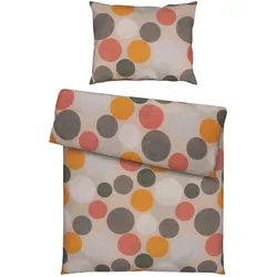 Novel Bettwäsche , Grau , Textil , Kreise , 140x200 cm , pflegeleicht , Heimtextilien, Bettwäsche & Leintücher, Bettwäsche