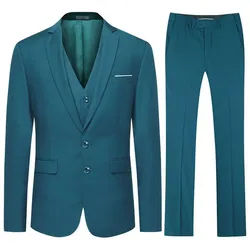 Allthemen Anzug (3 tlg) Slim Fit Herrenanzug im eleganten Look Businessanzug blau 54