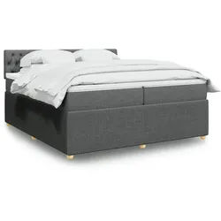 vidaXL Boxspringbett, Boxspringbett mit Matratze Dunkelgrau 200x200 cm Stoff