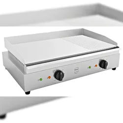 METRO PROFESSIONAL Grillplatte GEG2112, Edelstahl, 72x49.8x24cm, abnehmbare Auffangwanne, glatte/geriffelte und verchromte Oberfläche, silber