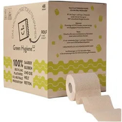 Green Hygiene Recycling-Toilettenpapier Rolf 2-lagig 48 Rollen (1 Pack) braun