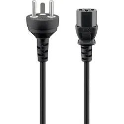 Goobay Kaltgerätekabel Dänemark Typ K, 2 m, Schwarz - Dänemark-Stecker (Typ K, IEC 60906-1) > Gerätebuchse C13 (Kaltgeräteanschluss)