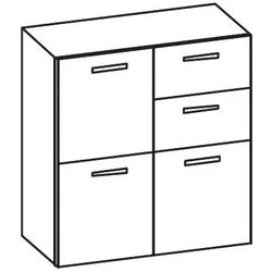Artiqua 400 Midischrank, Anthrazit Hochglanz, 400-M2T-1-90-L-7015-51 400-M2T-1-90-L-7015-51