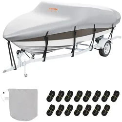 VEVOR Bootspersenning Abdeckplane Bootsplane, 609–670 cm Persenning Schlauchboot 600D Oxford-Gewebe Bootspersenning Abdeckung mit Aufbewahrungstasche 435 x 300 mm, Angelboot Bootsabdeckplane Grau