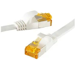 SEBSON LAN Kabel 5m CAT 7 flach, Netzwerkkabel 10 Gbit/s, RJ45 Stecker Netzkabel, (500 cm) weiß