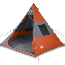 furnicato Faltzelt Campingzelt Tipi Orange 350x350x233 cm wasserdicht, (1 tlg) grau|orange