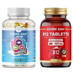 Zühre Ana® Omega 3 & B12 – Praktische Kapseln für den Alltag, ohne Zusatzstoffe Kapseln, 280 g
